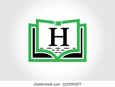 Letter H With Education Logo Book Concept. Training Career Sign, University, Academy Graduation Logo Template Vector Design.