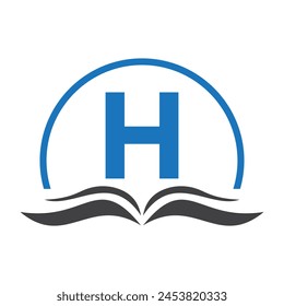 Letter H Education Logo Book Concept. Training Career Sign, University, Academy Graduation Logo Template Design