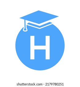 Letter H Education Logo Template. Education Logotype Concept With Educational Graduation Hat