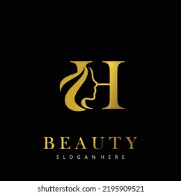 Letter H Elegance Luxury Beauty gold color women's fashion logo