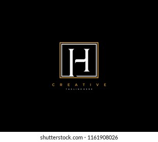 letter H elegant line square frame hipster logo design