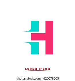 Letter H Elegant typographic blue and pink