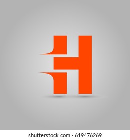 Letter H Elegant typographic orange
