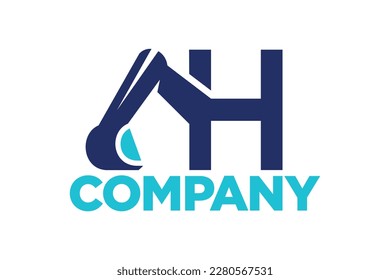 letter H with excavator concept, excavator icon, building logo template, excavator vector illustration, suitable for symbol, logo, company name, brand name, personal name, icon, identity and etc.