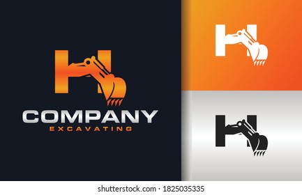 The Letter H Excavator Logo