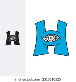 letter H eye sign design template sign. solid and stylish silhouette.