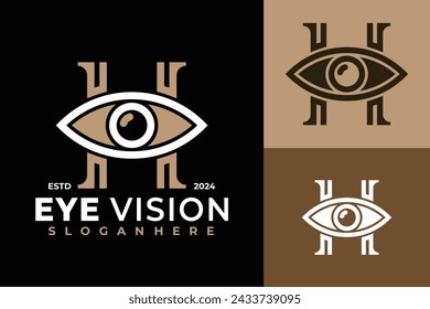 Letra H Eye Visión Logo diseño vector símbolo icono ilustración