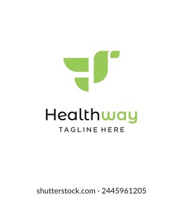 letra H F y concepto de logotipo de salud de las aves