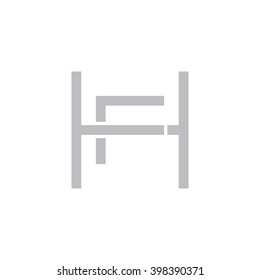 letter H and F monogram square shape logo gray