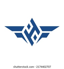 the letter H with F as the wing. suitable for flight logo initials