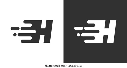Letter H Fast Logo design concept. Letter H technology vector logo design.