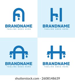 Letter A and H Faucet Tap Plumbing Logo Set, symbolizing professional and reliable plumbing solutions