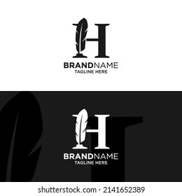 Letter H Feather Logo Design Template Inspiration, Vector Illustration.