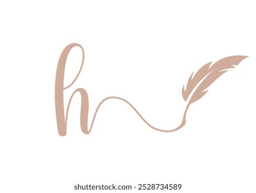 Letter H Feather Logo Design Vector Template. Feather Symbol