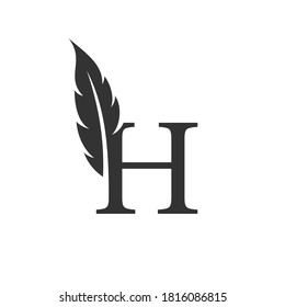 Letter h with Feather Luxury logo