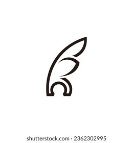 letter h feather pen symbol logo vector 