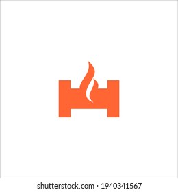 signo vectorial de diseño del logotipo de incendio de letra h 