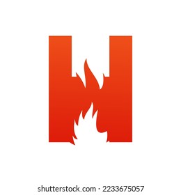 Letter h with fire logo template illustration