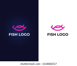 letter h with fish logo design vector template