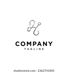 Letter H Fishing Hook Logo Vector icon template.eps