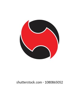 letter h flame circle design logo