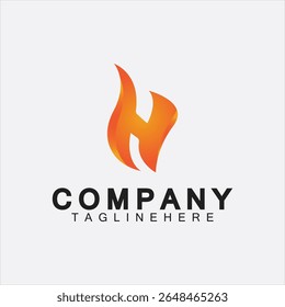 Letter H Flame Logo Design Template, H fire logo, Emblem, Design Concept, Creative Symbol, Icon