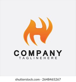 Letter H Flame Logo Design Template, H fire logo, Emblem, Design Concept, Creative Symbol, Icon