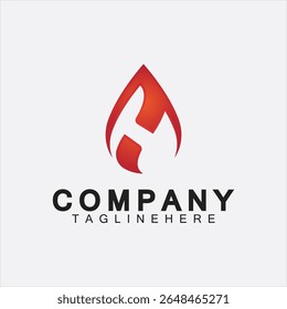 Letter H Flame Logo Design Template, H fire logo, Emblem, Design Concept, Creative Symbol, Icon
