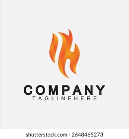 Letter H Flame Logo Design Template, H fire logo, Emblem, Design Concept, Creative Symbol, Icon