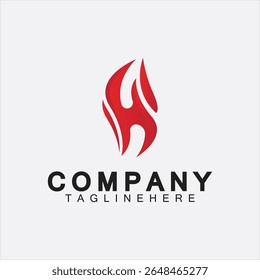 Letter H Flame Logo Design Template, H fire logo, Emblem, Design Concept, Creative Symbol, Icon