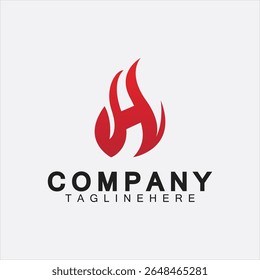 Letter H Flame Logo Design Template, H fire logo, Emblem, Design Concept, Creative Symbol, Icon