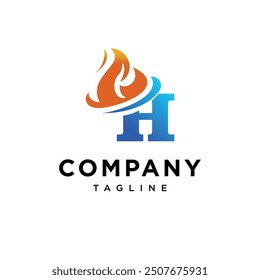 Letter H Flame logo icon vector.