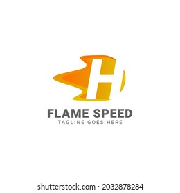 letter H flame speed vector logo design