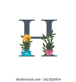 Letter H Floral Design Lettering Alphabet Stock Vector (Royalty Free ...