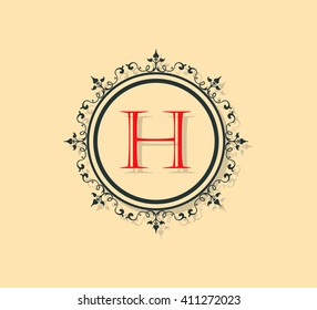 Letter H Floral monogram.