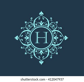 Letter H  Floral monogram.