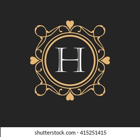 Letter  H Floral monogram.