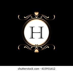 Letter H  Floral monogram.