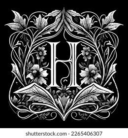 Letter H floral ornament logo is a beautiful and intricate design that features delicate floral elements to create a unique and elegant branding image