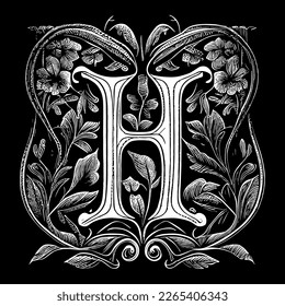 Letter H floral ornament logo is a beautiful and intricate design that features delicate floral elements to create a unique and elegant branding image