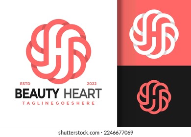 Letter H Flower Heart Logo Logos Design Element Stock Vector Illustration Template