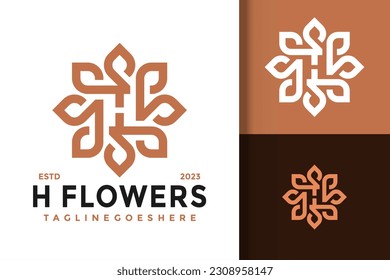 Letter H Flower Leaf Logo vector icon illustration