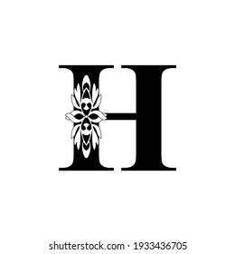letter H. flower  letters. Vintage ornament initial Alphabet. Logo vector 
