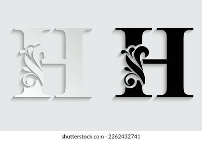 letter H. flower  letters. Vintage ornament initial Alphabet. Logo vector 
