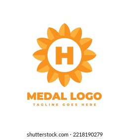 letter H flower medal vector logo design element