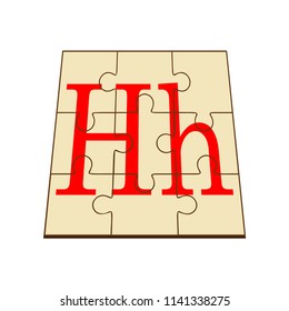 letter H in the form of a folded puzzle
