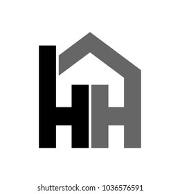 letter h and H form a house. roofing company vector logo.