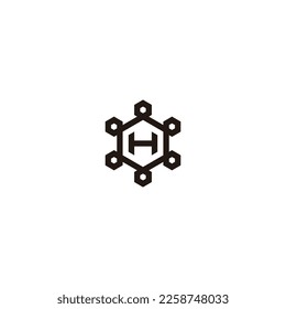 Letter H in frame, hexagons figure geometric symbol simple logo vector