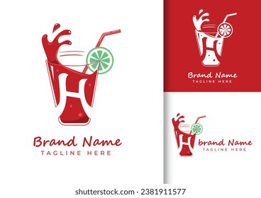 Letter H fresh juice logo design template