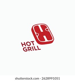 Letter H fresh meat slice logo icon vector illustration. H monogram logo good to use for meat store, barbeque, grill, butchery business company